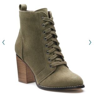 Candies Couture Olive Lace Up Ankle Boots